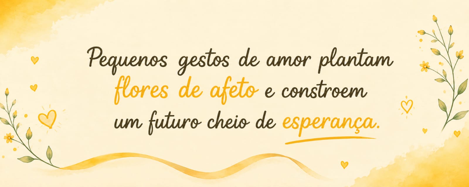 Pequenos gestos de amor plantam flores de afeto e constroem um futuro cheio de esperança.